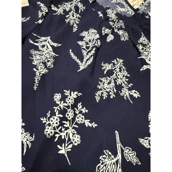 SHEIN Navy Blue Floral Print Long Sleeve Blouse Size S - Picture 5 of 5